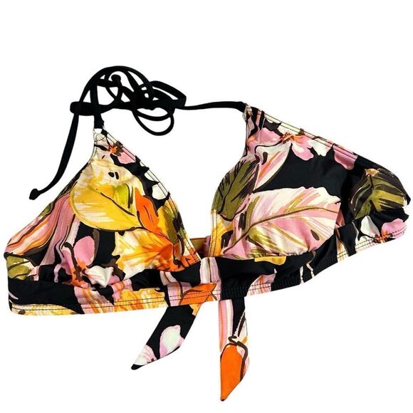 Robin Piccone Dark Tropical Floral Bikini Top size‎ Medium - Picture 1 of 4